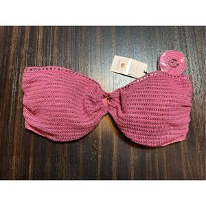 Shade & Shore NWT size 34DD mauve pink crochet bandeau top with attachable strap